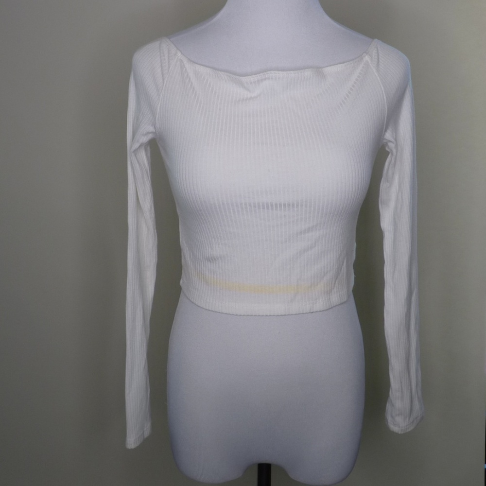 Reformation white 3/4 sleeve ribbed top